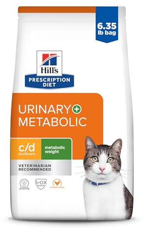 Hill's Prescription Diet c/d Multicare + Metabolic Weight Dry Cat Food, Chicken, 6.35 lb. Bag