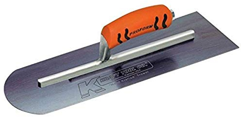 Kraft Tool CF285BPF Blue Steel Round End-Square Back Cement Trowel with ProForm Handle, 16 x 4-Inch