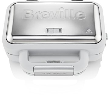 Breville Sandwichera DuraCeramic con platos hondos | sandwichera para 2 rebanadas con temperatura variable, blanca [VST070X]