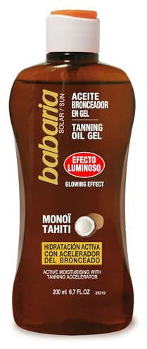 Babaria - Aceite Bronceador en Gel Monohï Tahiti | Potenciador Bronceado con Efecto Luminoso | Aceite Solar Bronceador Solar 200 ml