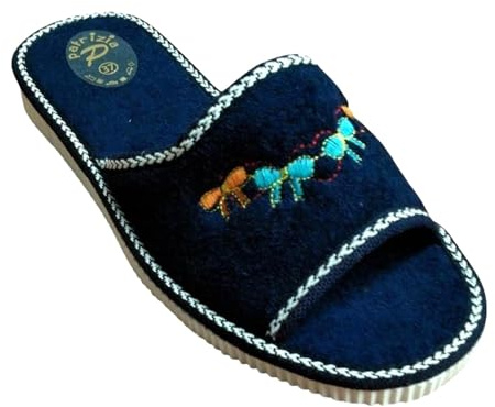 Patrizia Azzi Sandale pour femme, chaussons de plage, piscine spa, éponge 100 % entièrement doublés en pur coton/éponge, semelle antidérapante lavable, bleu, 37 EU
