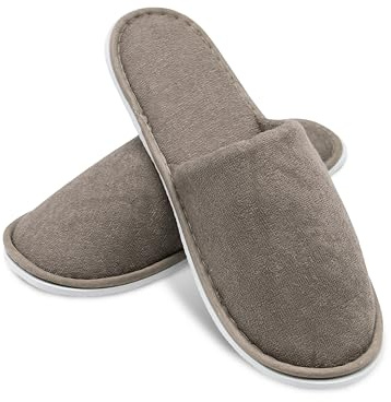 ZOLLNER 100 Paar Einwegslipper Gästehausschuh in taupe - Frottierslipper für Reise, Spa, Sauna und Zuhause - rutschhemmende Sohle - geschlossene Spitze - Einheitsgröße - Hotelqualität