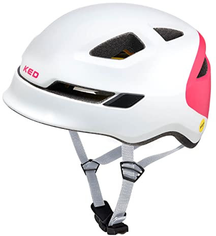 KED Pop Kinder Fahrradhelm Mit LED Rücklicht Und MIPS Sicherheitssystem | Farbe: White Magenta | Größe: 52-56 (M)