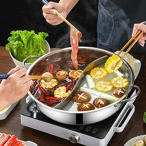 Shabu - Pentola Doppia per Shabu, 30 cm, in Acciaio, con divisorio, per hotpot