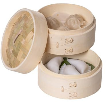 Luxe - Panier vapeur - 1 Couche - Ø16cm - Vapeur bambou - Panier vapeur bambou - Panier vapeur avec couvercle - Panier vapeur - Panier vapeur - Panier vapeur - Cuiseur vapeur - Dim Sum