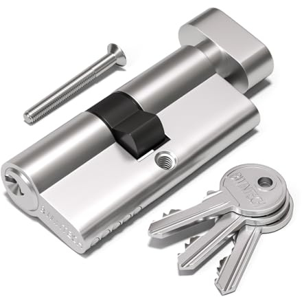 Bwintech 90mm(45T/45) Chrome Plated Euro Cylinder Lock,Door Barrel Lock,Thumbturn Knob with 3 Standard Keys,Anti-Pick,Anti-Bump,Anti Drill,High Security for UPVC,Wooden,Composite Doors
