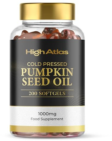 Pumpkin Seed Oil Soft Capsules - 120 Count (300mg Per Serving) High Potency, Cold Pressed Extra Virgin Pumpkin Seed Oil (Non-GMO) by HighAtlas