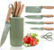 Messer Set, 6-teiliges Scharfes Messerblock Set für Küche, Antihaft Rutschfestes Edelstahl-Kochmesser-Set mit Universal-Messerblock Geeignet für Home Restaurant Picknick (Grün)
