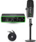 Movo Music/Audio Interface Bundle - Phantom USB Audio Interface, UM6 XLR/USB-C Dynamic Microphone, and Tabletop Stand - Professional Studio Setup for Musicians, Singers, and Producers