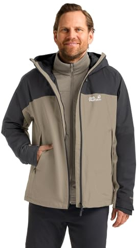 Jack Wolfskin Herren Wild Places 3in1 Jkt M, Linen, 3XL EU