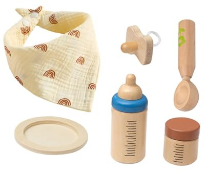 BESTonZON 1 Jeu Jouets d'alimentation biberon Bol d'alimentation pour poupée biberons pour poupées Jouets d'enfance multifonctionnels pour Enfants d'éveil Bois