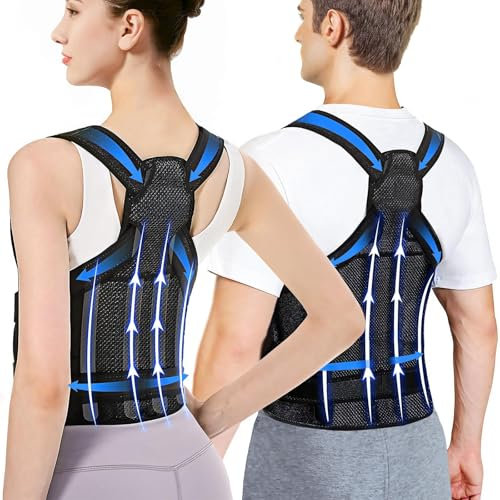 YISAILU Haltungskorrektur Rücken Damen und Herren，Gerader Rücken Geradehalter,Ruckenstrecker，Verstellbare Back Support Corrector - Haltungstrainer Rückengurt für Schulter Nacken - M (31.9-37.4)