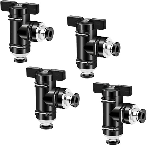 TINGJS Conector Neumático Diámetro Interior 6 mm Ángulo Recto Válvula de Bola Neumática Válvula Manual Neumática Puede Controlar la Apertura y el Cierre del Fluido 4 Piezas