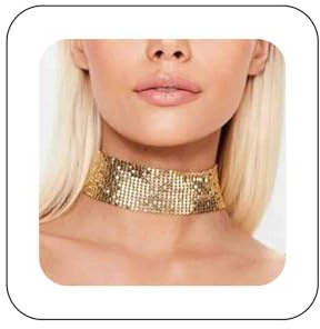 Cimenexe Collier Ras Du Cou En Maille Punk Collier Ras Du Cou En Maille Métallique Dorée Colliers Courts Métallique Pailletée Colliers En Chaîne Pailletée