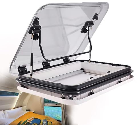 WEICNE Lucernari per Camper, Botola di Ventilazione per Tetto per Camper E Roulotte, Finestra da Tetto con Luce LED, Lucernario di Ricambio per Finestre da Camper per Camper E Roulotte,19.7×19.7in