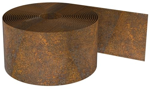 FIVMEN Cortenstål, gräskant 10 m, rabattkant, metall, rabattkant, 14 cm, hög rabattgräns, gräsmatta gräns med rost