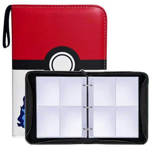 Trading Card Binder 4-Pocket PU Trading Card Album, 400 Pockets Card Album Folder, Waterproof Card Collection Folder Book, Zipper Cards Binder Album for MTG, TCG, Sports & Game Cards