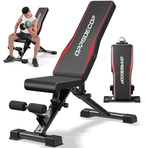 OPPSDECOR Adjustable Weight Bench, 900LBS Capacity, 8+4+2 Positions, 18.5 Seat Height, Easy Assembly Foldable Workout Bench for Home Gym Strength Training, Incline Decline Flat Bench Press (US STOCK)