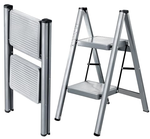 XinSunho 2 Step Ladder, Steel Folding Step Stool with 330lbs Heavy Duty