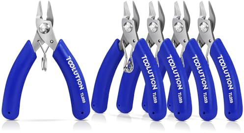 TOOLUTION Lot de 5 coupe-fils pour la fabrication de bijoux – Petite pince coupante à ressort – Pince à fil électrique pour travaux manuels