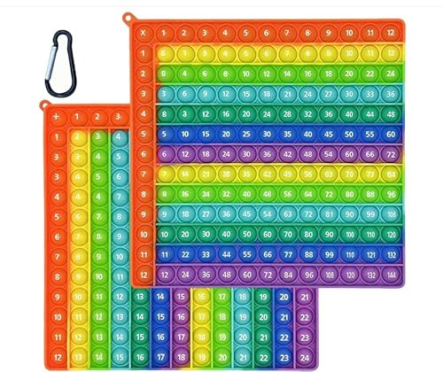 Times Table Poppet 12x12, Double Side Multiplication Addition Push Pop for Kids Interactive Math Practice Kit Number Sensory Fidget Poppet 12x12&12+12 for Classroom Homeschool and Stress Relief​