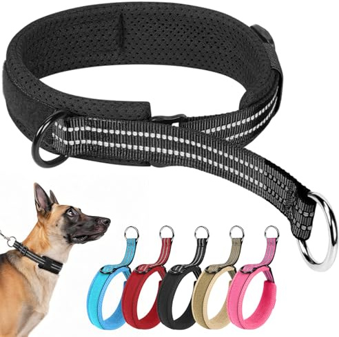 Ledeak Martingale halsband, anti-drag-halsband för hundar, justerbart reflekterande nylonhalsband, stryphalsband för hund träning och daglig promenad, medium och stor (svart, M)