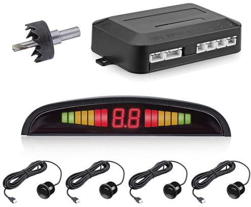 Parkering med bilsensor | Omvänd parkeringsradarsystem för bil med avståndsdetektering av 4 parkeringssensorer, backup LCD-larmringerminnelse