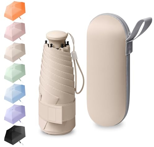 BEKKLPOU 6 Rippen, Reise Regenschirm, Mini-Regenschirm, Kleiner Und Tragbarer Mit Doppeltem Verwendungszweck Der Griff Ist Einziehbar (Phönixreis)