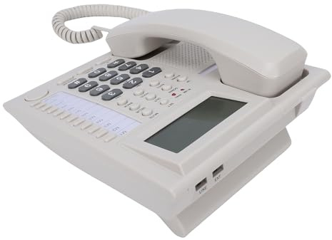 GOWENIC Fast Telefon med Stor Nyckel med 16-siffrig LCD-skärm och Samtalsblockeringsfunktion för Seniorer och Hembeige