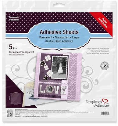 3L Scrapbook Adhesives Adhesive Sheets, 12-Inch x 12-Inch, 5-Pack