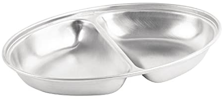 Olympia Oval Vegetable Dish Two Compartments 200mm - Serving Metal Plate P184