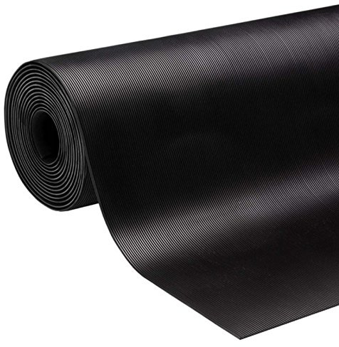 etm Tapis de Sol Caoutchouc,Revêtement de Sol Industriel,Protection pour remorques,lieux de déchargement Camion,Moquette résistante de -30°C à 69°C, 3mm-Noir 100x400cm, Fein gerippt