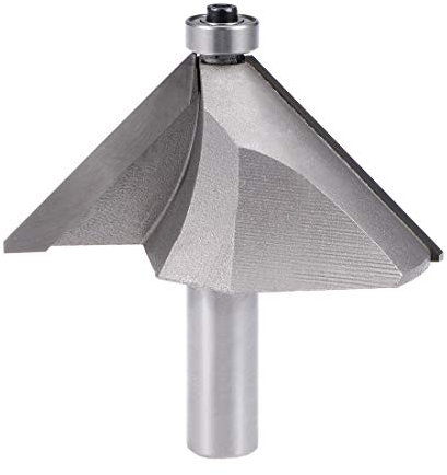 sourcing map Chamfer Router Bit 45 Degree 1/2 Shank 1-3/7 Cutting Height Edge Forming Router Bit for Woodworking