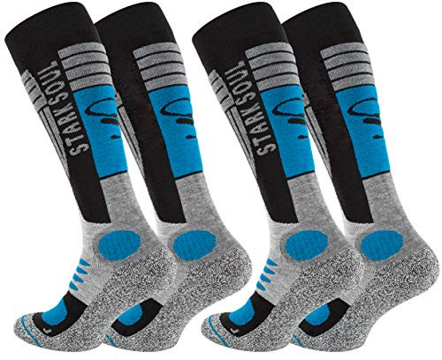 STARK SOUL Ski Funktionssocken, Wintersport Socken mit Spezial Polsterung, 2 Paar (39/42, grau-schwarz-blau)