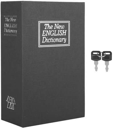 DEWIN Libro Cassaforte con Serratura,Dizionario Cassetta di Sicurezza Cassetta Portavalori a Forma di Libro Cassaforte per Libri Segreti con Gioielli 2 Keys per Money (Nero)