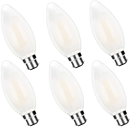YBTOP B22 LED Bayonet Cap Bulb, 4W (Equivalent to 40W), Warm White 2700K, B22 with Bayonet Base (Dimmable) 400 Lumen Edison Candle Energy Saving Lightbulbs,6-Pack
