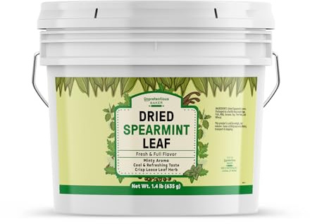 Unpretentious Dried Spearmint Leaves (1 Gallon) Fresh Taste, Crisp Loose Leaf Herb, Pesto, Lemonade, Desserts