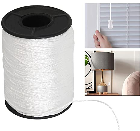 SCHYIDA Lift Shade 150 Yards Bianco 1,0 mm Cordino per persiane Bianco Filo plissettato in Poly Corda per tende fai da te per alluminio Blind Shade (1 rotolo)