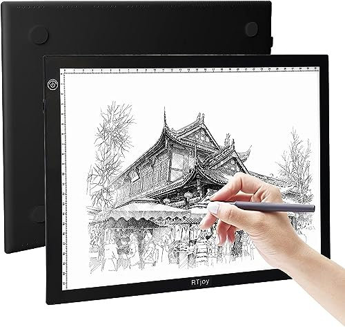 RTjoy A4 LED-Lichtblock, USB-betriebenes Zeichenbrett, verstellbare Helligkeit, ideal für Diamantkunst, Jäten, Vinyl, Betrachtung von Folien, Schablonen, Prägen, Quilten-Schablonen (schwarz)