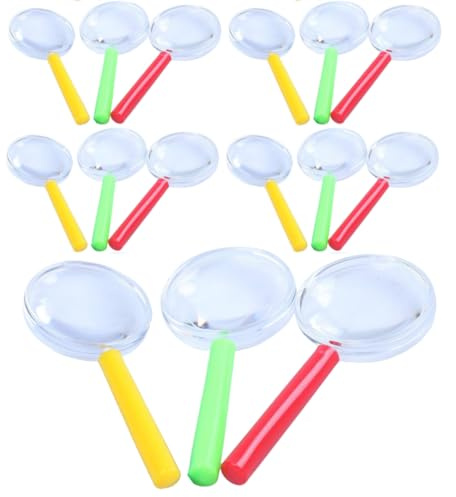 LND Gifts Magnifying Glass Kids - Set of 15 Children's Mini Magnifying Glasses, Bulk Pack - Ideal Kids Magnifying Glass for Educational and Fun Activities 11cm