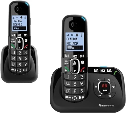 2 Telefoni Cordless Amplificato per Anziani Suoneria Alta 90dB Volume Forte 35dB Segreteria Telefonica Call Blocker + Tasto Blocco chiamate indesiderate Tasto Black List Vivavoce Tasti Grandi