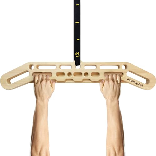 MonkeyTail Tragbares Hängebrett, hölzernes Kletter-Hängebrett, multifunktionales Finger-Trainingsbrett, Verbesserung der Fingerstärke, Innen- und Außeneinsatz