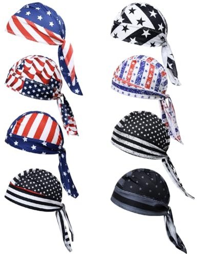 8Pcs Do Rag Skull Cap for Men Women Sweat Wicking Doo Rag Helmet Liner Cooling Cap Motorcycle Cycling Head Wraps Bandana Beanie Hat