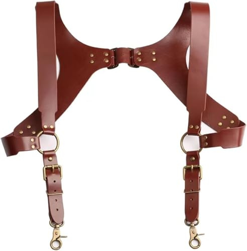 Herrhängslen för byxor Läderhängslen för män kvinnor västerländsk stil, sele Mode och renässanstillbehör Herrhängslen med krokar Heavy Duty Clip