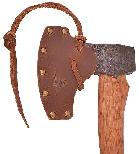 Leather Hatchet Sheath Cover Camping Axes Head Holster Protection, Handcrated (Brown, L: 3 7/8 ~ 4 3/8)