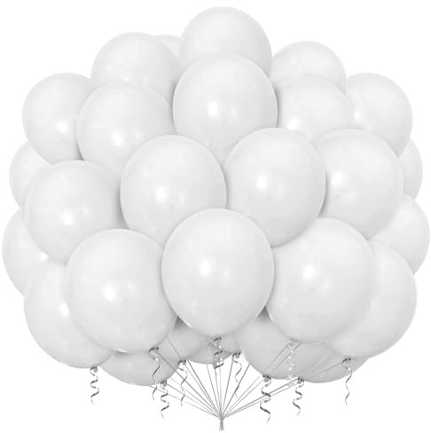 Palloncini Bianchi,100 Pezzi 12 Pollici Palloncino Bianco,Palloncini Matrimonio Festa Matrimonio Compleanno Fidanzamento Anniversario Battesimo Bimba Baby Shower Decorazioni