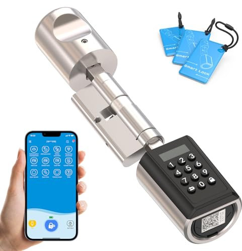WELOCK PCB41 Elektronisches Türschloss mit Passwort,RFID-Karte,APP,WiFi,Elektronisches Türschloss haustür IP65,Einstellbarer Schließzylinder für Türen von 50-100mm,Smartes Türschloss