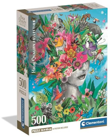 Clementoni Puzzle Collection - Head In The Jungle 500 Stücke, Compact Box - Puzzle für Erwachsene 14-99 Jahre, Geschenk für Mann und Frau, Made in Italy, 35600