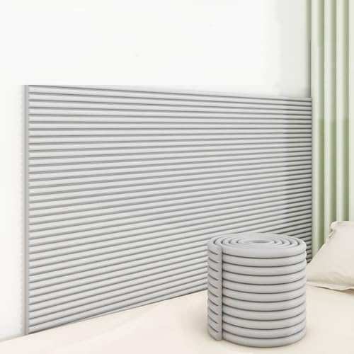 Aocet Wandpolster Wandkissen Bett Selbstklebend für Kinderzimmer, 20x200cm Polsterpaneel Wand, Kinder Kantenschutz aus Schaumstoff, Wandpaneele Gepolstert(Gray)