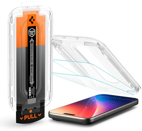 Spigen Glas.tR EZ Fit Pro Skärmskydd kompatibel med iPhone 17 Pro, iPhone 17, iPhone 16 Pro, 2 Stycken, med Sjabloon voor Installatiem, Kristallklart, Case friendly, 10H+ härdat glas
